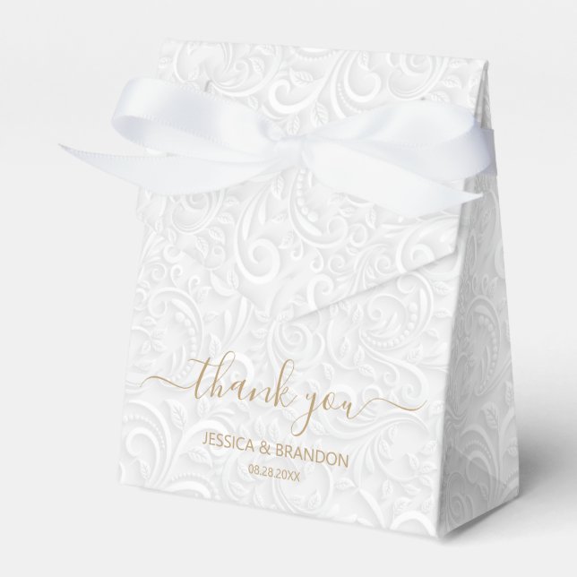 Chic Gold Calligraphy Thank You  Favour Box (Front Side)