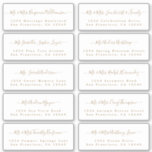 Chic Gold Calligraphy Wedding Guest Address Labels<br><div class="desc">Easy to personalise, names and addresses / individual wedding address label stickers for guests. These chic, modern and simple wedding guest address labels feature your wedding guest names in gold elegant handwritten script calligraphy on a white background. Simply add your individual wedding guest names and address. Exclusively designed for you...</div>