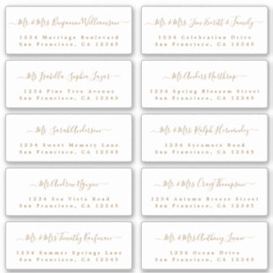 Chic Gold Calligraphy Wedding Guest Address Labels