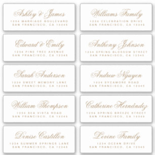 Chic Gold Calligraphy Wedding Guest Address Labels