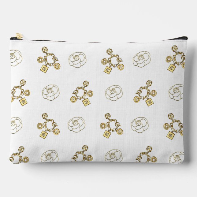 Chic Gold Charm Pattern Makeup Pouch (Front)