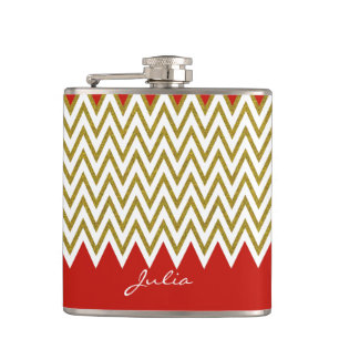 Chic Gold Chevron Custom Flask