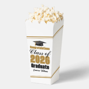 Chic Gold Class of 2026 Graduation Party Popcorn Favour Box