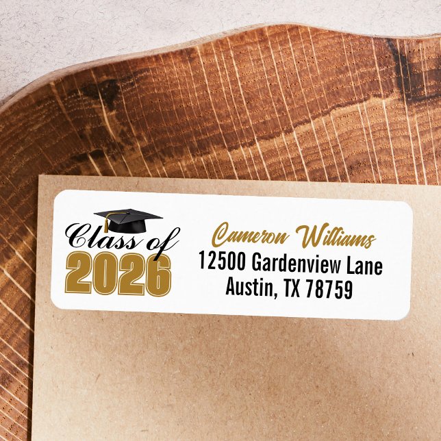 Chic Gold Class of 2026 Graduation Return Address (Creator Uploaded)