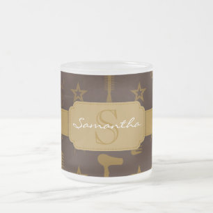 Chic Gold & Coco Brown Custom Frosted Glass Coffee Mug
