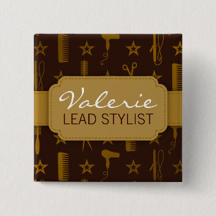 Chic Gold & Coco (Custom) Hair Salon Name Badge