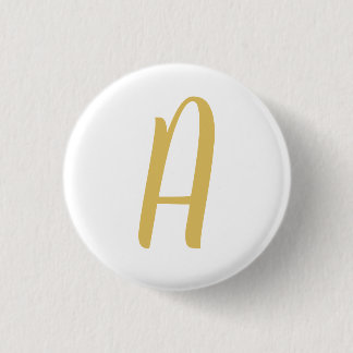 Chic Gold Colour Monogram Professional Calligraphy 3 Cm Round Badge