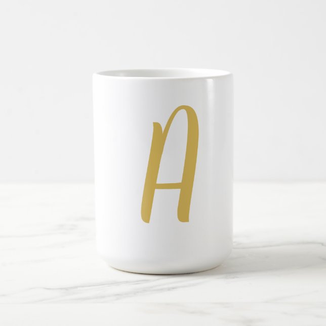Chic Gold Colour Monogram Professional Calligraphy Coffee Mug (Center)