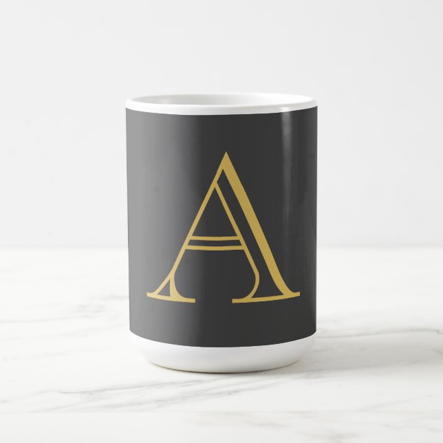 Chic Gold Colour Monogram Professional Calligraphy Coffee Mug (Center)