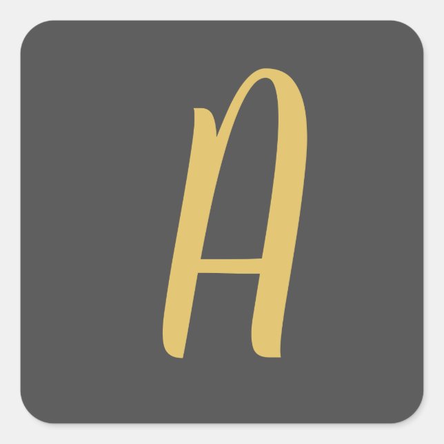 Chic Gold Colour Monogram Professional Calligraphy Square Sticker (Front)