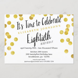 Chic Gold Confetti 80th Birthday Party Invite