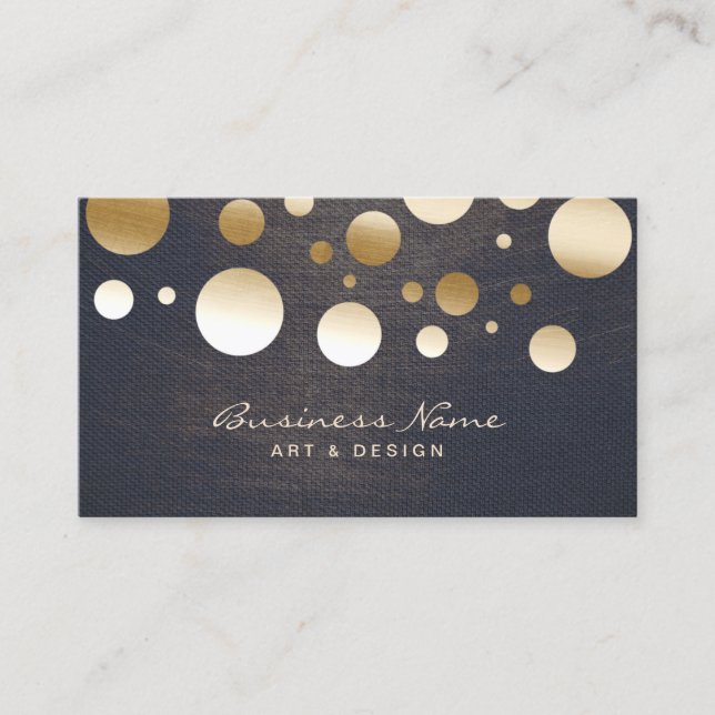 Chic Gold Confetti Dots Artist & Designer Business Card (Front)