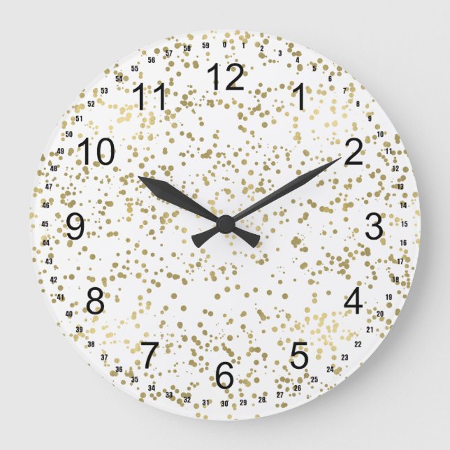 Chic Gold Confetti Large Clock (Front)