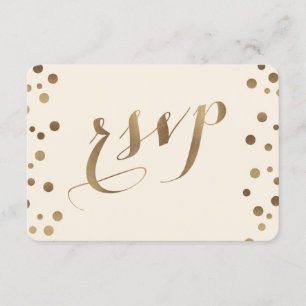 Chic Gold Confetti Love Champagne Wedding RSVP Card