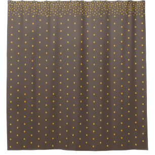 Chic Gold Confetti on Brown Shower Curtain