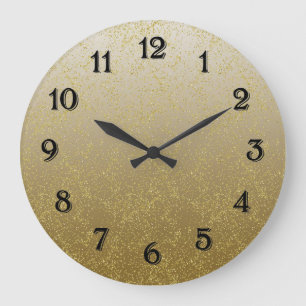 Chic Gold Confetti Sparkles Large Clock