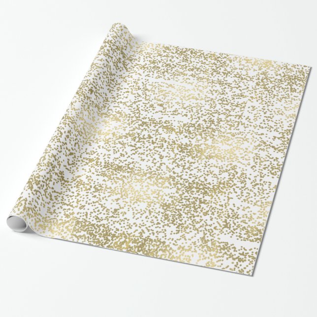 Chic Gold Confetti Wrapping Paper (Unrolled)