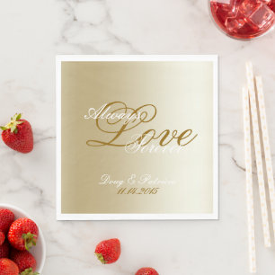 Chic Gold Cream Love Always Wedding Napkin