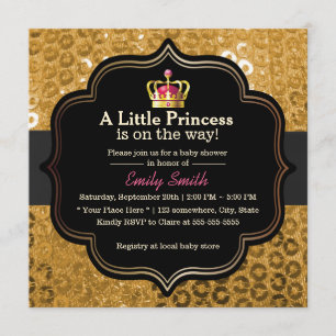 Chic Gold Crown Little Princess Baby Shower Invitation