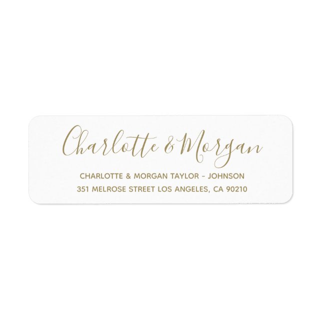 Chic gold custom script modern elegant Wedding (Front)