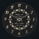 Chic Gold Diamonds 25th Wedding Anniversary Large Clock<br><div class="desc">Elegant gold diamonds wedding anniversary clock.</div>