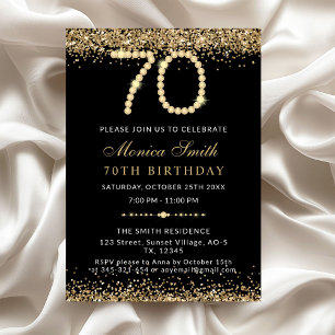 Chic Gold Diamonds 70th Birthday Party Invitation