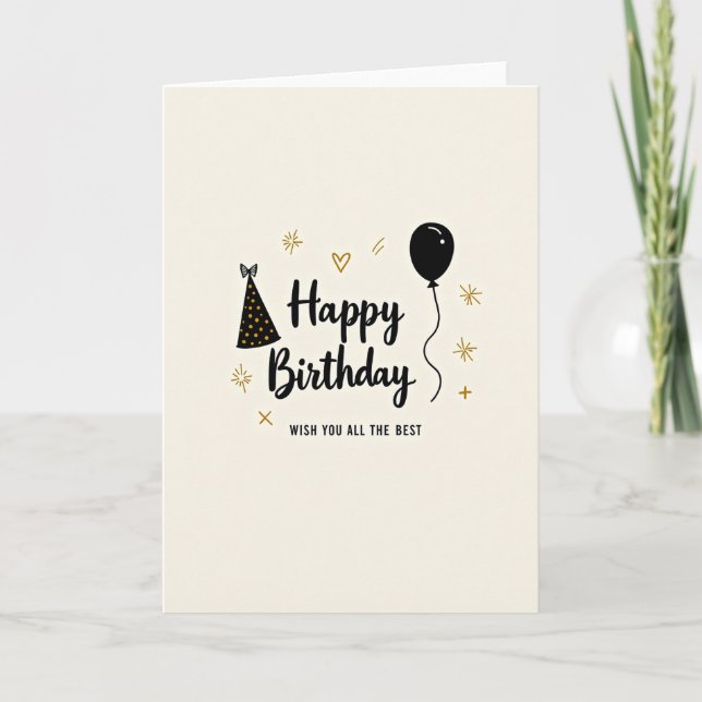 Chic Gold Dot Birthday Card (Front)