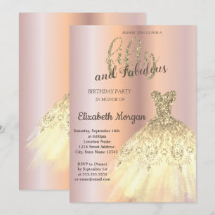 Chic Gold Dress, Rose Gold 50th Birthday Party Invitation
