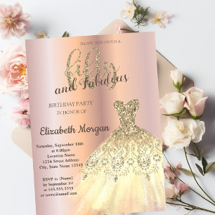Chic Gold Dress, Rose Gold 50th Birthday Party Invitation