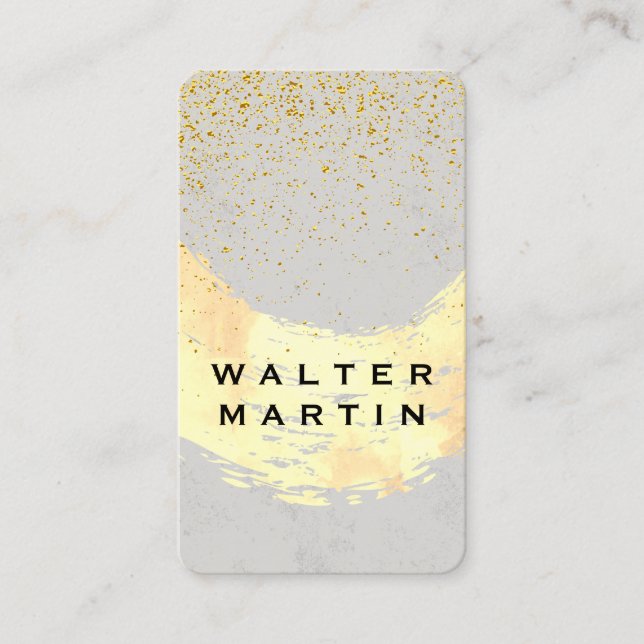 Chic Gold Dust Brushed / Grey Business Card (Front)
