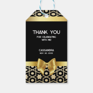 Chic Gold Egypt Geometric Gold Bow 16th Birthday Gift Tags