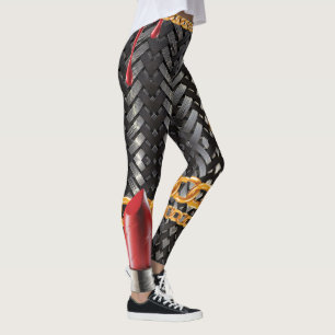 Chic Gold Elegant Lips Girly bday Custom Leggings