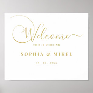 Chic Gold Elegant Script Wedding Welcome Sign