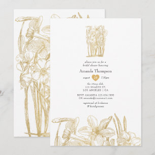 Chic Gold Floral Bridal Shower Invitation