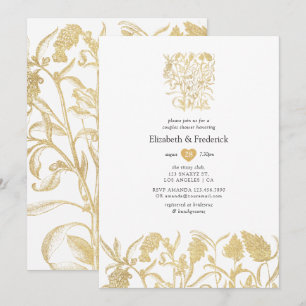 Chic Gold Floral Couples Shower Invitation