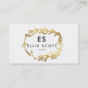 Chic Gold Floral Frame   Bold Business Business Card