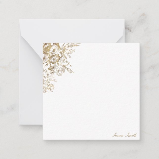 Chic Gold Floral Personalised Card (Front)