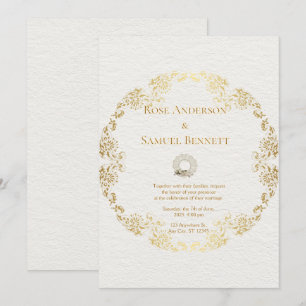 Chic Gold Floral Wedding Invitation