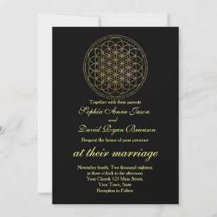 Chic Gold Flower of Life Sacred Geometry Wedding Invitation
