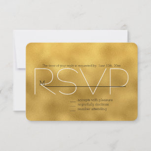 Chic Gold Flowers RSVP Card