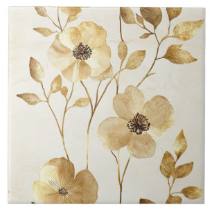 Chic Gold Flowers  Tile