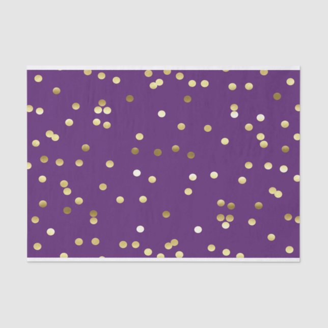 Chic Gold Foil Confetti Purple Tissue Paper (Front)