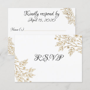 Chic Gold Foil Floral RSVP Card