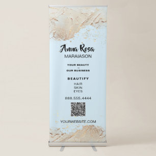 *~* Chic Gold Foil Glitter QR Beauty Girly Spa Retractable Banner
