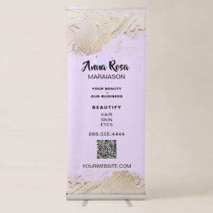 *~* Chic Gold Foil Glitter QR Spa Beauty Girly Retractable Banner