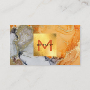Chic Gold Foil Grey and Amber Custom DIY Square B Business Card