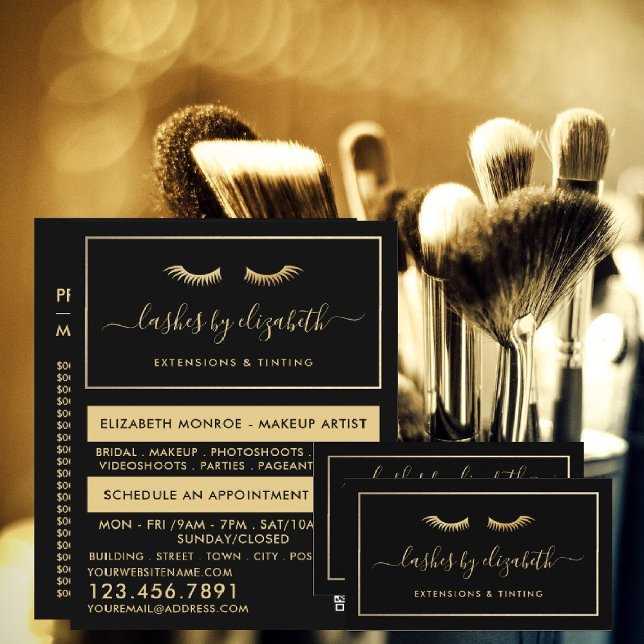 Chic Gold Foil Lashes Beauty Makeup Artist Business Card (Creator Uploaded)