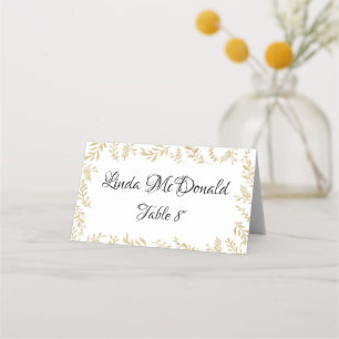 Chic Gold Foil Leaves Reception Place Card
