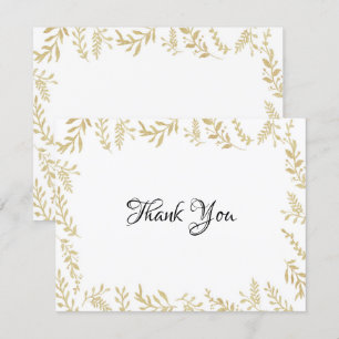 Chic Gold Foil Leaves Thank You Card