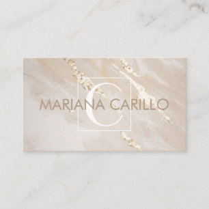 Chic Gold Foil Marble Monogram Business Card